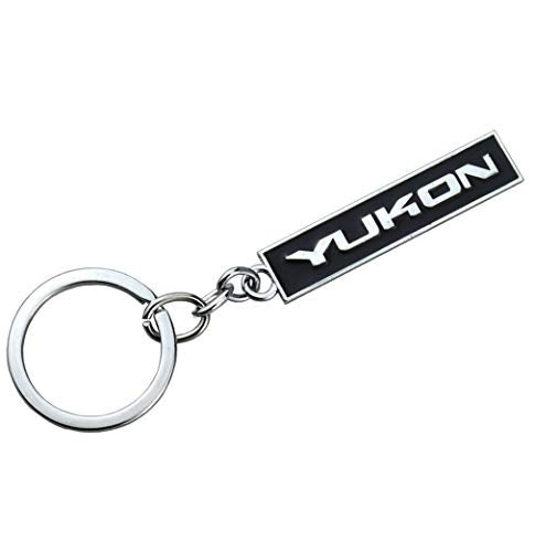 Aimoll 1pc Chrome Finish Yukon Key Chain Fob Ring Emblem Keychain for GMC Yukon Black