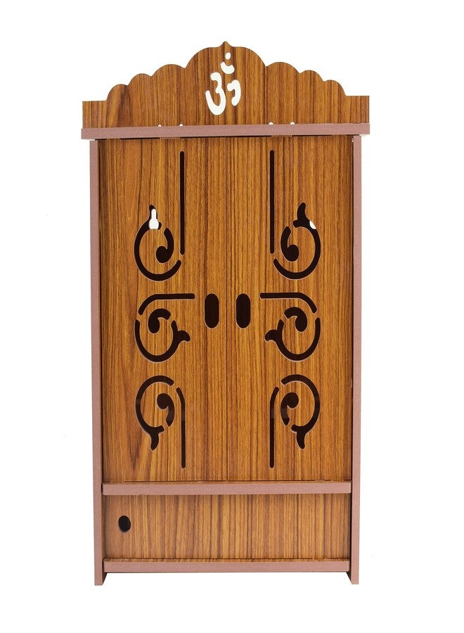 COMERT Beautiful MDF Wooden Temple,Home Temple, Pooja Mandir, Wall Hanging and Table Top Home Mandir Temple, Home Decor Beautiful Wooden Temple with Acrylic Om Design, (28*28*28 cm) (Light Brown) - Image 2