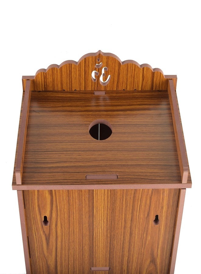 COMERT Beautiful MDF Wooden Temple,Home Temple, Pooja Mandir, Wall Hanging and Table Top Home Mandir Temple, Home Decor Beautiful Wooden Temple with Acrylic Om Design, (28*28*28 cm) (Light Brown) - Image 5