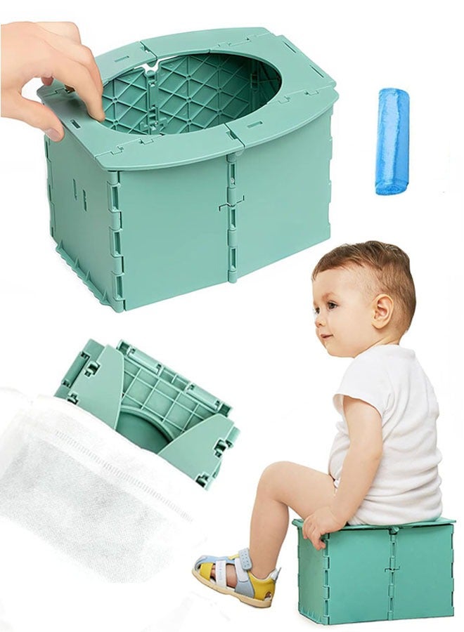 Portable Potty Seat for Toddler, Reusable Foldable Travel Potty Training Toilet Seat with Cleaning Bags for Outdoor Camping, Travel, Kids Toddler Travel Potty Seat - Image 1