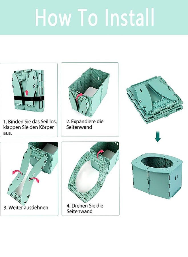 Portable Potty Seat for Toddler, Reusable Foldable Travel Potty Training Toilet Seat with Cleaning Bags for Outdoor Camping, Travel, Kids Toddler Travel Potty Seat - Image 5