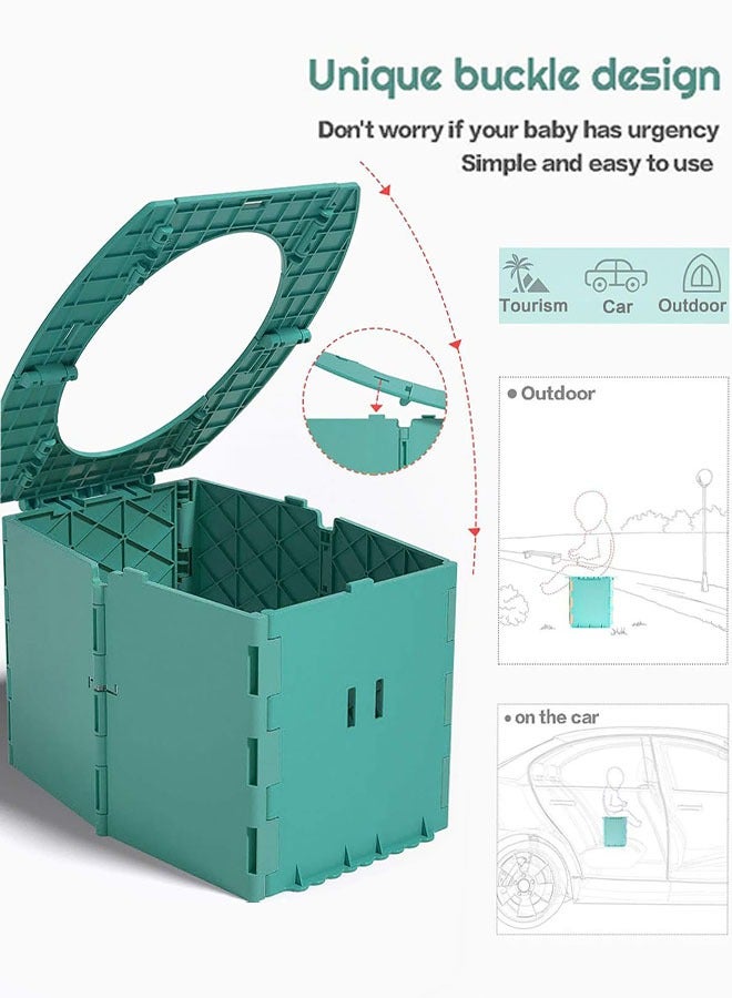 Portable Potty Seat for Toddler, Reusable Foldable Travel Potty Training Toilet Seat with Cleaning Bags for Outdoor Camping, Travel, Kids Toddler Travel Potty Seat - Image 4