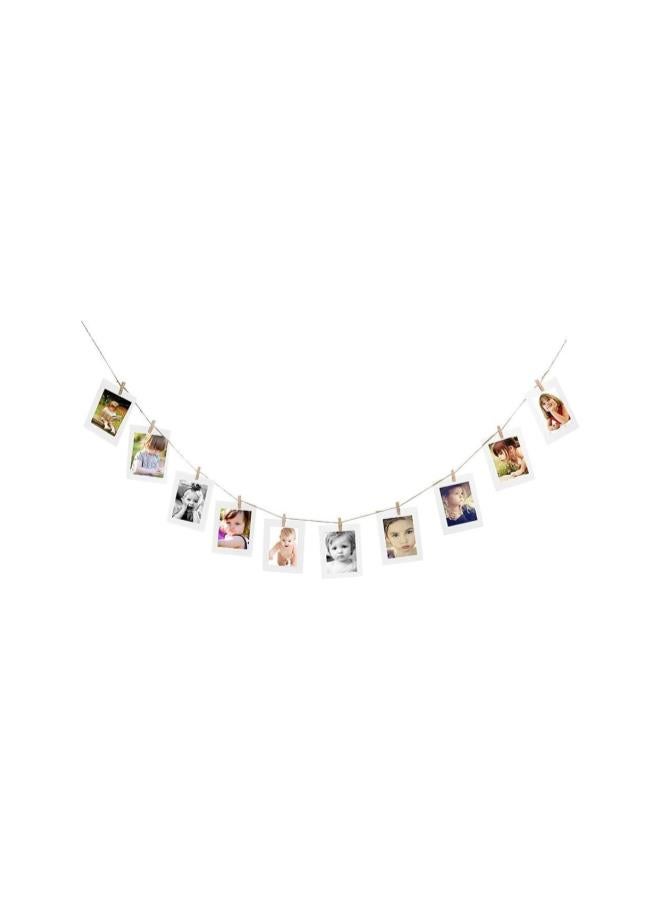 klarako Hanging Album Clip Kraft Paper Photo Frame Strings Rope Clips Sets for Wedding Decoration Garland (White)10pcs DIY 6inch - Image 2