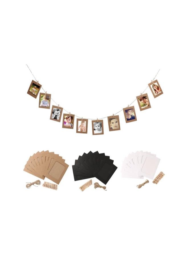 klarako Hanging Album Clip Kraft Paper Photo Frame Strings Rope Clips Sets for Wedding Decoration Garland (White)10pcs DIY 6inch - Image 3