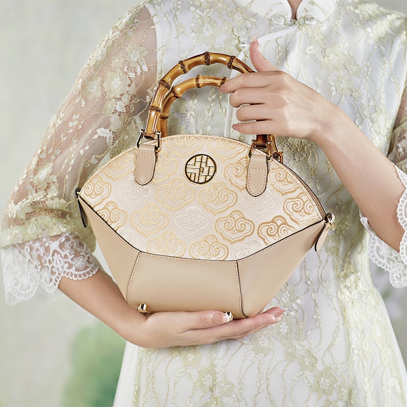 Genuine Leather Chinese Style Printed Large Capacity Shoulder Bag Fashionable New Fashion Women'S Wedding Bag Bride Sc1686 - Image 2