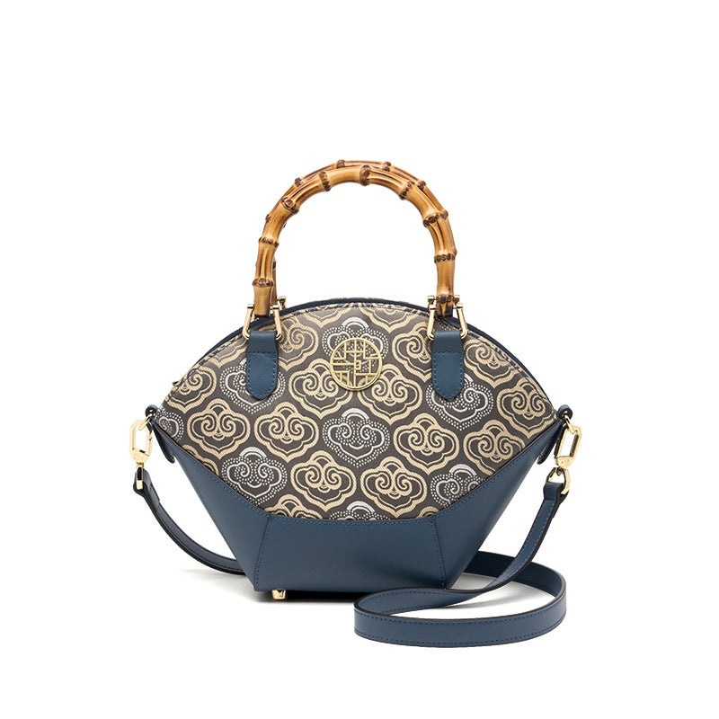 Genuine Leather Chinese Style Printed Large Capacity Shoulder Bag Fashionable New Fashion Women'S Wedding Bag Bride Sc1686 - Image 1