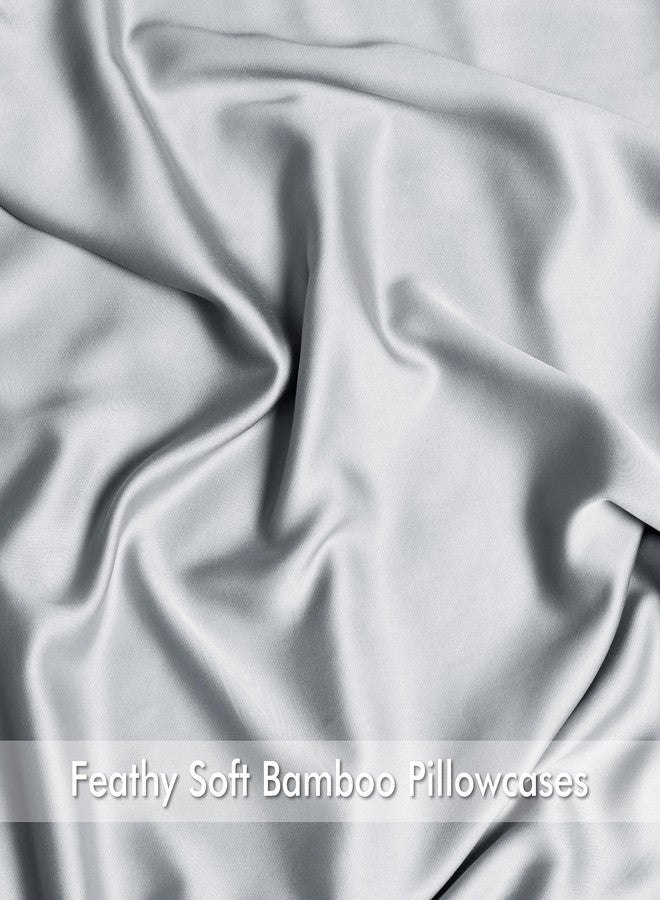 Shunjie.Home عبوتان من أغطية الوسائد المبردة لمن يعانون من الحرارة الزائدة والتعرق الليلي، مصنوعة من فيسكوز الخيزران 400 خيط، أغطية وسائد بسحاب، مقاس كينج، أغطية وسائد ناعمة كالحرير تسمح بمرور الهواء، رمادي، 20 × 36 بوصة - Image 3