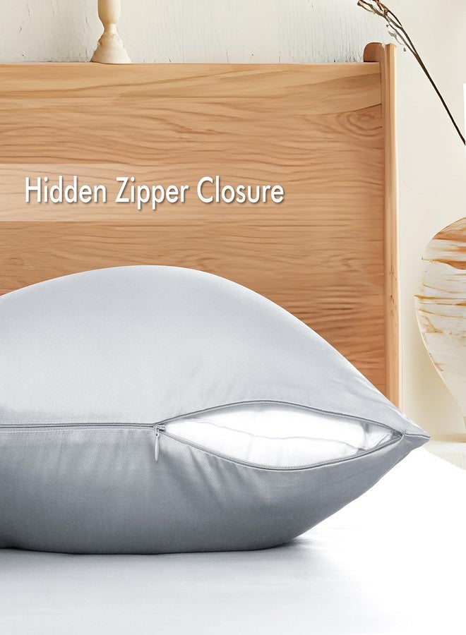 Shunjie.Home عبوتان من أغطية الوسائد المبردة لمن يعانون من الحرارة الزائدة والتعرق الليلي، مصنوعة من فيسكوز الخيزران 400 خيط، أغطية وسائد بسحاب، مقاس كينج، أغطية وسائد ناعمة كالحرير تسمح بمرور الهواء، رمادي، 20 × 36 بوصة - Image 4
