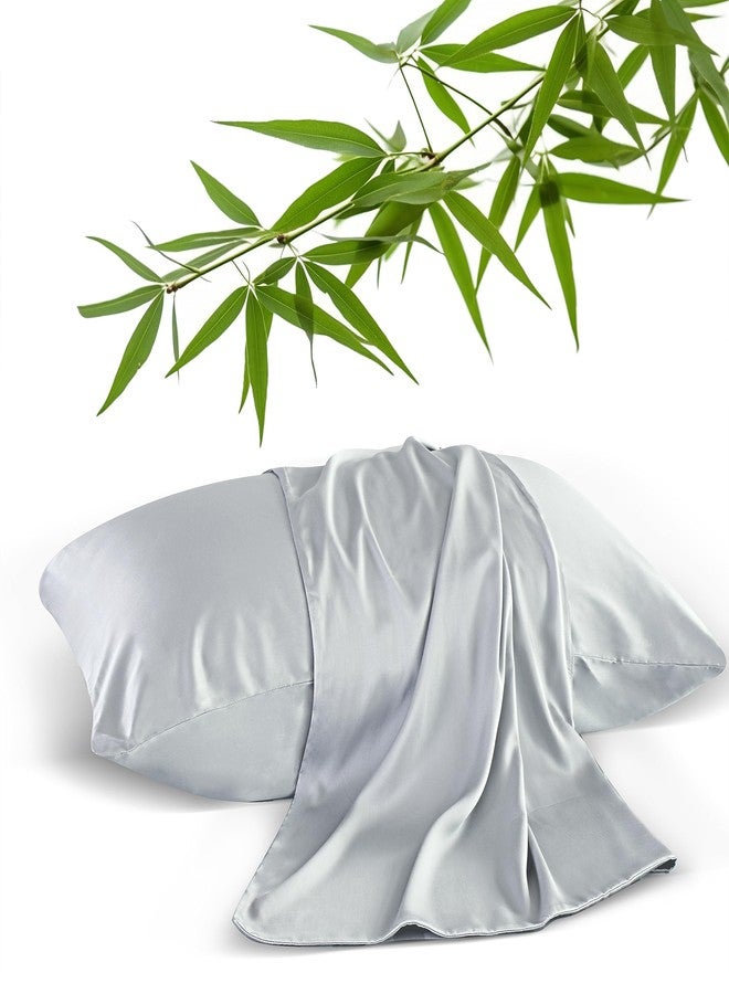 Shunjie.Home عبوتان من أغطية الوسائد المبردة لمن يعانون من الحرارة الزائدة والتعرق الليلي، مصنوعة من فيسكوز الخيزران 400 خيط، أغطية وسائد بسحاب، مقاس كينج، أغطية وسائد ناعمة كالحرير تسمح بمرور الهواء، رمادي، 20 × 36 بوصة - Image 1