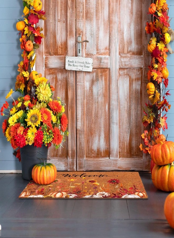 Capoda Fall Welcome Doormat Fall Coir Door Mat Autumn Decorative Floor Mat Wildflower Pumpkin Front Door Rugs Autumn Welcome Doormat for Thanksgiving Indoor Outdoor Entrance Porch Decor 17 x 29 Inch - Image 5