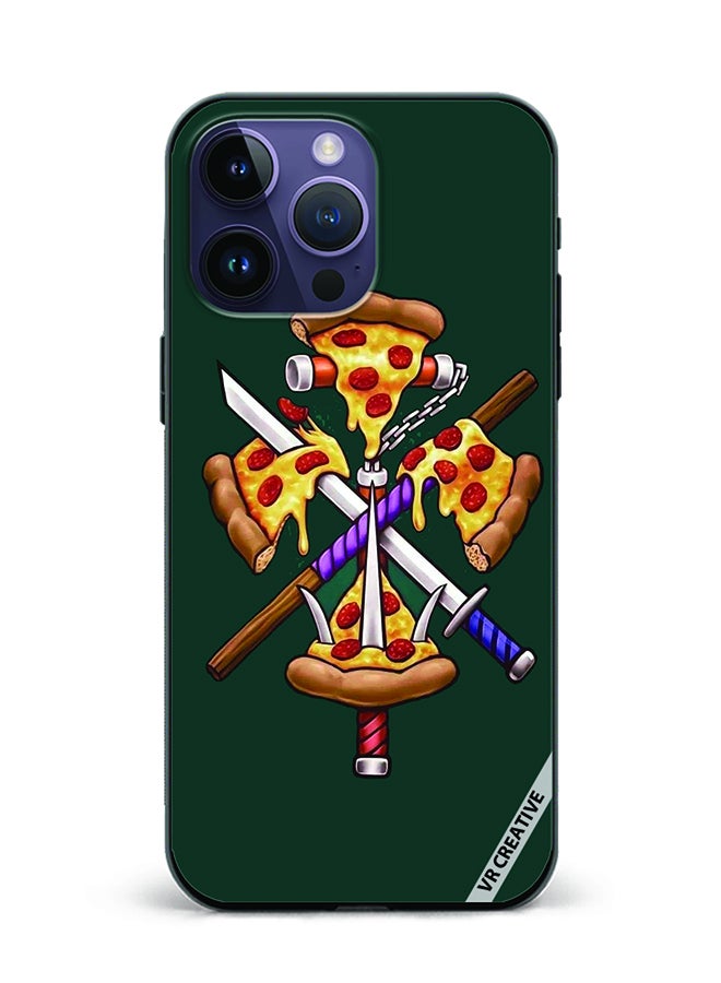 VR CREATIVE Protective Case Cover For Apple iPhone 15 Pro Max Pizza Sword Design Multicolour - Image 1