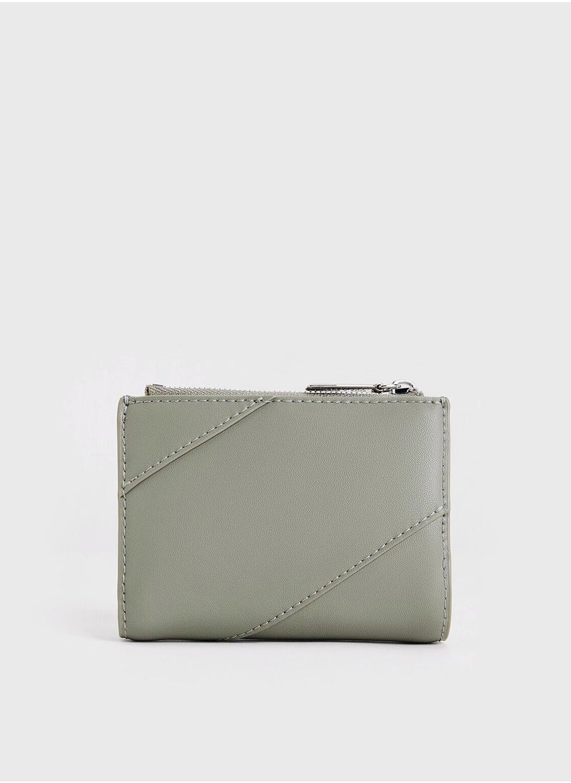 Charles & Keith CHARLES & KEITH Trin Stitch-Trim Wallet - Grayish green  - Image 3