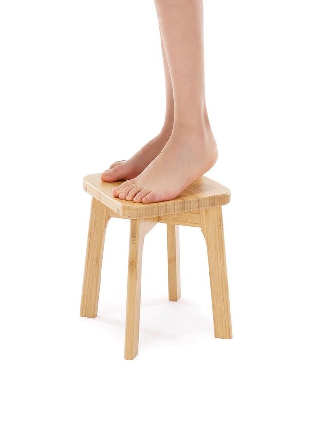 PELYN Small Wooden Step Stool for Kids – Mini Toddler Stool to Sit or Stand – Anti-Slip Bamboo Stool for Bathroom Sink, Potty Training & Kitchen - Image 1