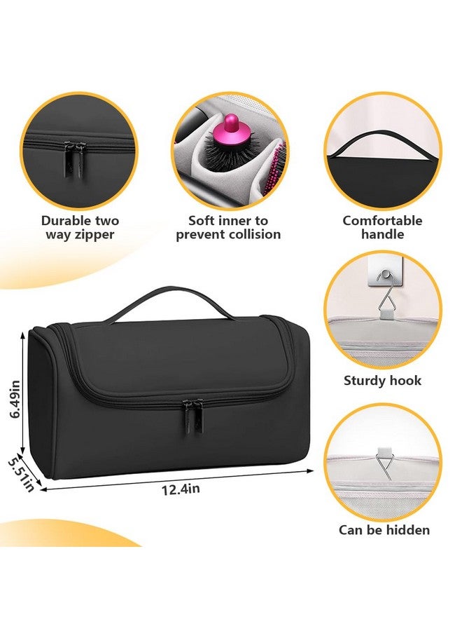 maycreate ® Travel Storage Bag For Dyson Air Wrap Holder Hair Styler Organizer For Airwrap Attachments Portable Storage Bag With Hanging Hook, Black (Bag Only) - Image 2