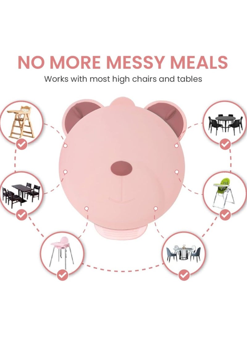 Cartoon Baby Divided Plate Stainless Steel Infants Feeding Bowl Feeding Plate Child Assisted Tableware(Pink) - Image 2