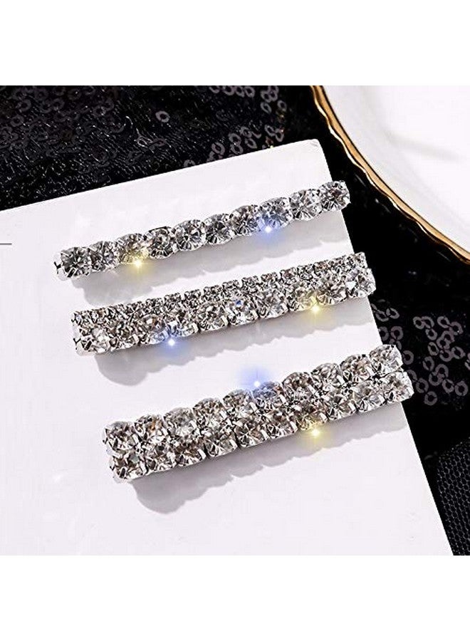 tzoxal Zoxal Luxury Hair Clips For Women Bling Rhinestones Prom Bobby Pins Barrettes White Sparkly Hairgrip Hair Headwear Accessories For Party Wedding Daily(3Pcs) - Image 1