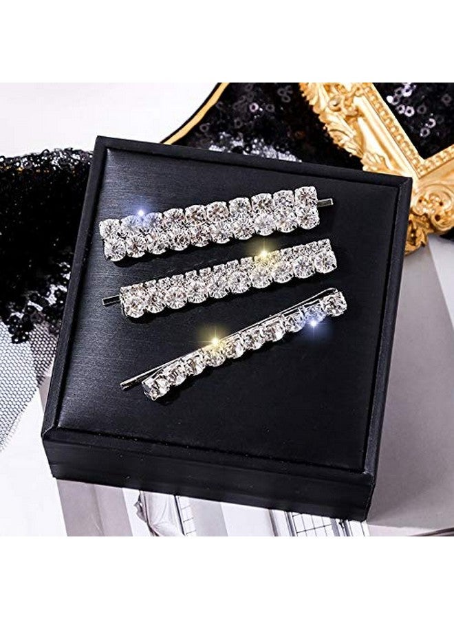 tzoxal Zoxal Luxury Hair Clips For Women Bling Rhinestones Prom Bobby Pins Barrettes White Sparkly Hairgrip Hair Headwear Accessories For Party Wedding Daily(3Pcs) - Image 3