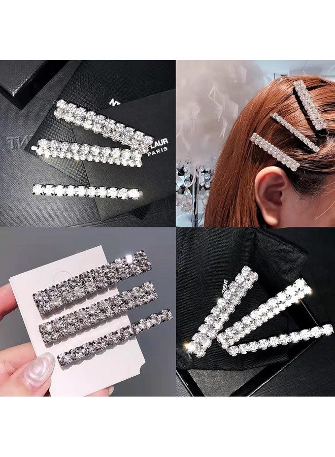 tzoxal Zoxal Luxury Hair Clips For Women Bling Rhinestones Prom Bobby Pins Barrettes White Sparkly Hairgrip Hair Headwear Accessories For Party Wedding Daily(3Pcs) - Image 5