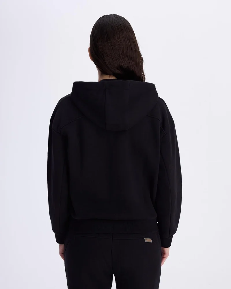 كابا Logo Femisa Tur Women's Black Comfort Fit Zippered Tracksuit Top