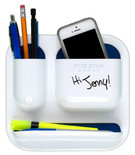 Five Star Locker Accessories, Tri-Pocket with Dry Erase Surface, 7" x 7-1/2, White with Cobalt Blue Pockets (72622) - Image 2