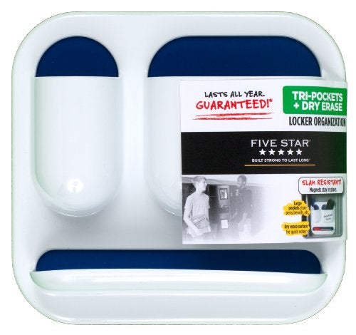 Five Star Locker Accessories, Tri-Pocket with Dry Erase Surface, 7" x 7-1/2, White with Cobalt Blue Pockets (72622) - Image 4