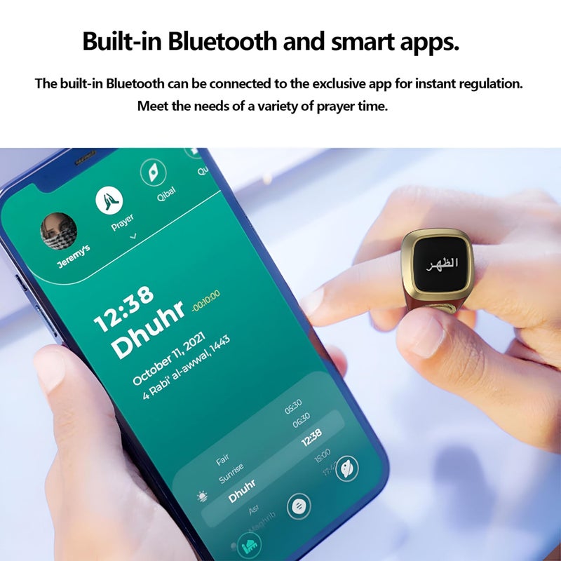 Digital Zikr Ring – High-tech prayer ring with integrated prayer alerts, OLED display showing time, and a dedicated button for easy zikr recitation. - Image 2