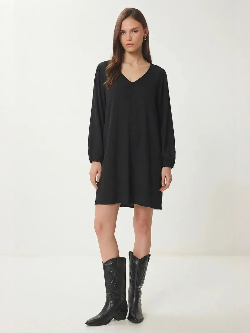السعادة في إسطنبول ISTANBUL V-neck Loose Fit Mini Dress