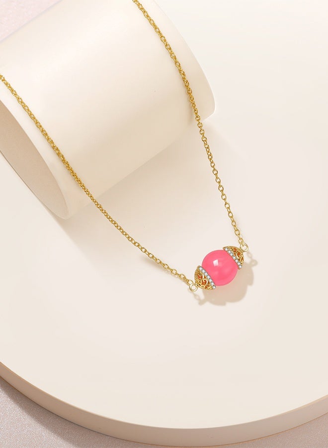 Moonmory Luxury Design18K Gold Plated 925 Silver Pink Jade Pendant Necklace For Women Mosque Dome 10MM Pink Jade Pendant Necklace With White Zircon , 50CM Adjustable Chain, Fashion Jewelry for Women Gift For Ramadan, Valentine’s Day, Mother’s Day - Image 5
