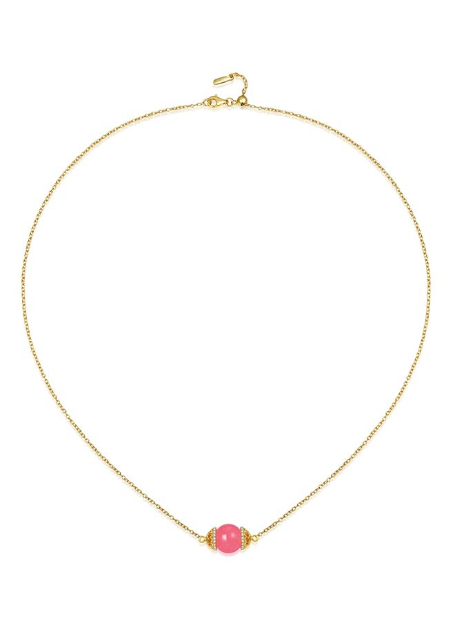 Moonmory Luxury Design18K Gold Plated 925 Silver Pink Jade Pendant Necklace For Women Mosque Dome 10MM Pink Jade Pendant Necklace With White Zircon , 50CM Adjustable Chain, Fashion Jewelry for Women Gift For Ramadan, Valentine’s Day, Mother’s Day - Image 3