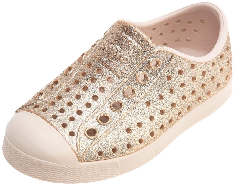 Native Shoes Unisex-Child Jefferson Bio-Bling Sneakers, Rock Salt Bling/Rock Salt Pink, 7 Toddler