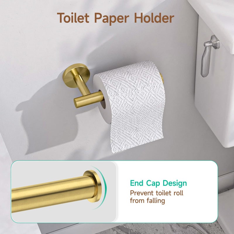 USHOWER Brushed Gold Bathroom Accessories Set  24-Inch Towel Bar Set Wall Mounted  Durable SUS304 Stainless Steel Bathroom Hardware Set  4-Piece - Image 4