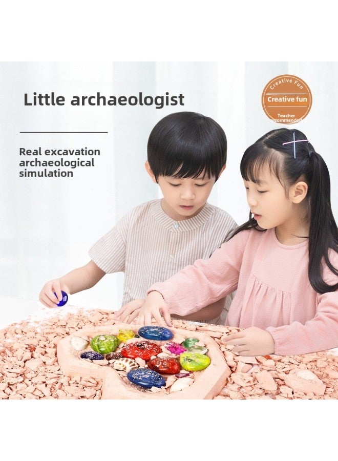 Archaeological Excavation Toys Children's Gem Digging Treasure Collection Knock Stone Treasure Hunting Blind Box Student Educational Handmade Gift-Color:Cello Ott Superman (1 Must Be A Random Second Generation Monster)