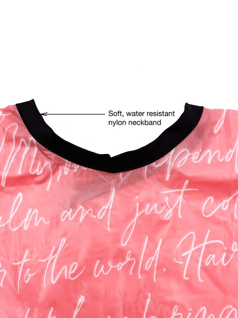 Betty Dain Hair Stylist Shampoo Cape, Waterproof & Stain Resistant Vinyl, Soft Nylon Neckband, Durable & Reusable Client Cover, Touch-and-close Fastener, 36 x 54 inches, Secret Messages - Rose - Image 4