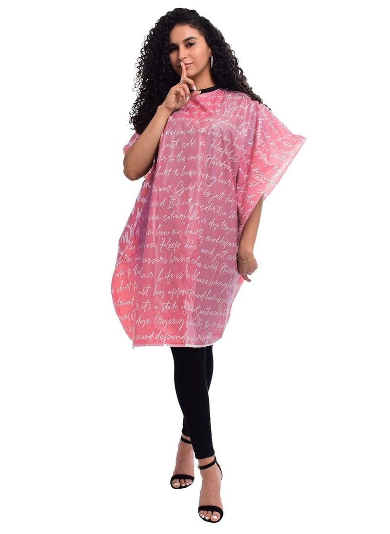 Betty Dain Betty Dain Hair Stylist Shampoo Cape, Waterproof & Stain Resistant Vinyl, Soft Nylon Neckband, Durable & Reusable Client Cover, Touch-and-close Fastener, 36 x 54 inches, Secret Messages - Rose  - Image 1