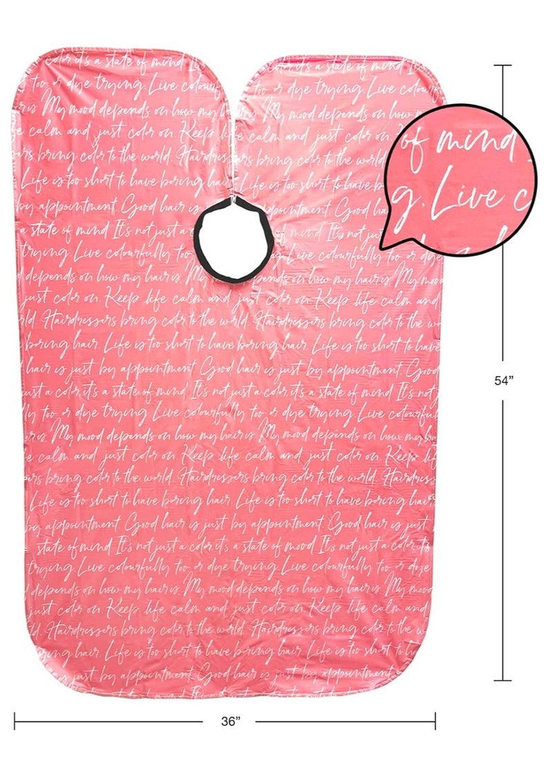 Betty Dain Betty Dain Hair Stylist Shampoo Cape, Waterproof & Stain Resistant Vinyl, Soft Nylon Neckband, Durable & Reusable Client Cover, Touch-and-close Fastener, 36 x 54 inches, Secret Messages - Rose  - Image 2