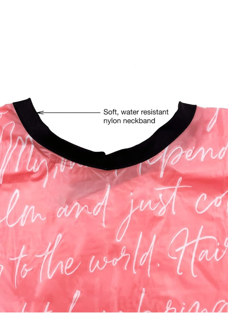 Betty Dain Betty Dain Hair Stylist Shampoo Cape, Waterproof & Stain Resistant Vinyl, Soft Nylon Neckband, Durable & Reusable Client Cover, Touch-and-close Fastener, 36 x 54 inches, Secret Messages - Rose  - Image 4