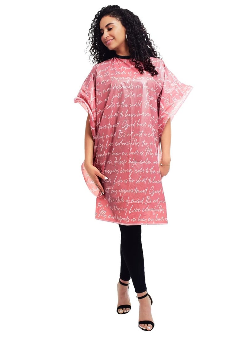 Betty Dain Betty Dain Hair Stylist Shampoo Cape, Waterproof & Stain Resistant Vinyl, Soft Nylon Neckband, Durable & Reusable Client Cover, Touch-and-close Fastener, 36 x 54 inches, Secret Messages - Rose  - Image 3