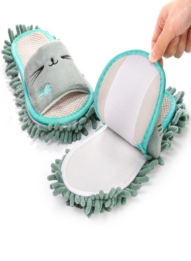 Bekith 4 Pairs Washable Mop Slippers, Detachable Microfiber Cleaning Shoes for Women Men Home Office Floor Dust Dirt Clean, Medium - Image 3