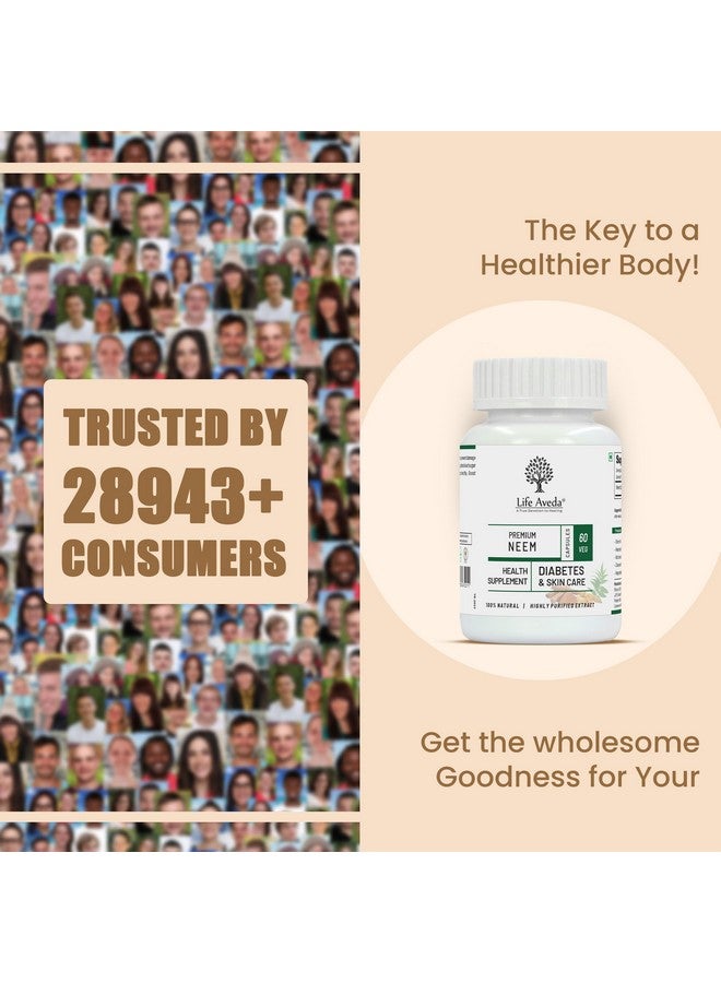 Life Aveda كبسولات لايف أفيدا الممتازة من مستخلص النيم لمرض السكري والعناية بالبشرة | تساعد على تنقية الدم، وتنظم مستوى السكر في الدم، وتزيل السموم، وتمنع ظهور الحبوب، وحب الشباب ومشاكل البشرة | 100% طبيعي - 60 كبسولة نباتية - Image 3