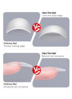 brunson Matte Soft Gel Tips, No File Needed- Full Cover False Nails, Clear Acrylic & Strong Tips for Press On Extension - 12 Sizes Soft gel Tips Short Coffin C-curved clear nail tips  - Image 5