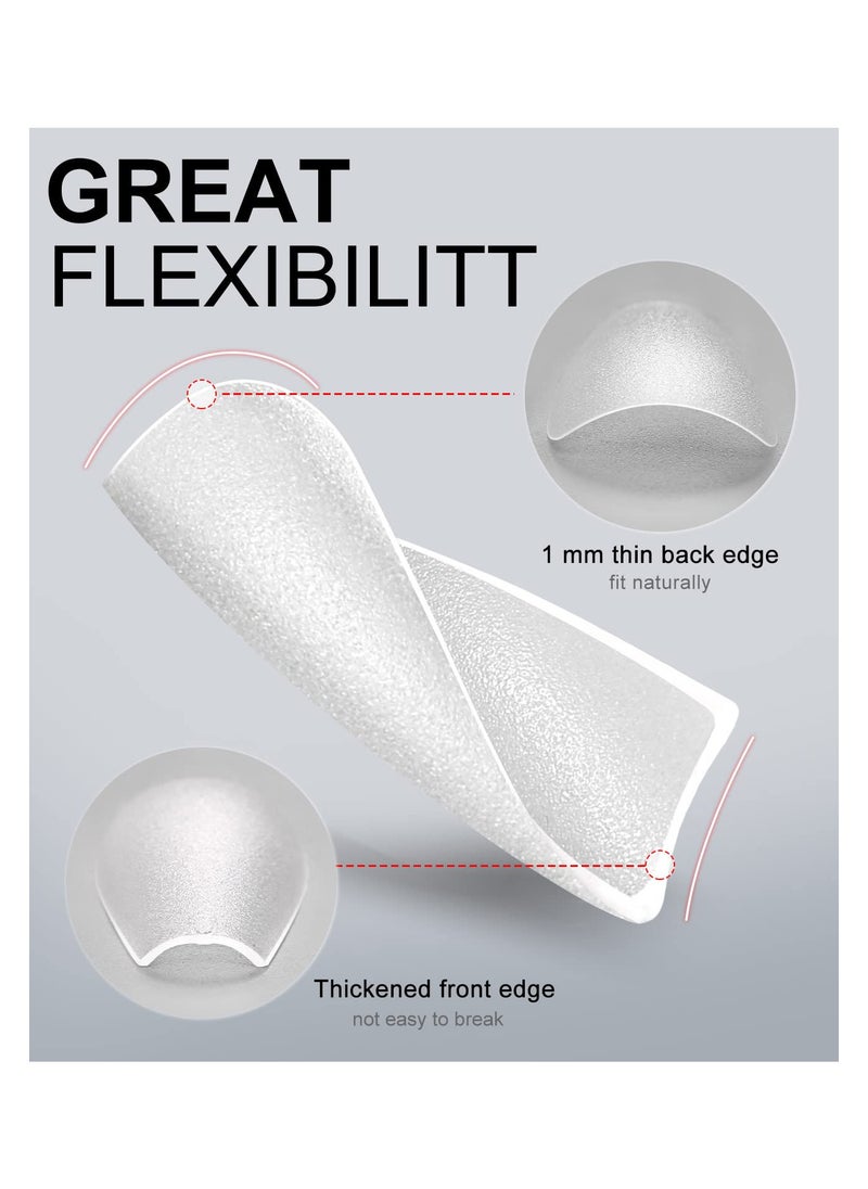 brunson - Matte Soft Gel Tips, No File Needed- Full Cover False Nails, Clear Acrylic & Strong Tips for Press On Extension - 12 Sizes Soft gel Tips Short Coffin C-curved clear nail tips - Image 1