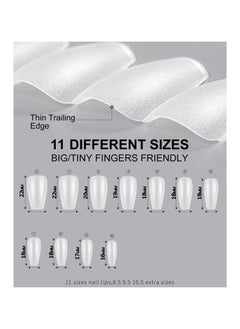 brunson Matte Soft Gel Tips, No File Needed- Full Cover False Nails, Clear Acrylic & Strong Tips for Press On Extension - 12 Sizes Soft gel Tips Short Coffin C-curved clear nail tips  - Image 3