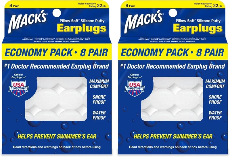 Mack's Pillow Soft Silicone Earplugs, 8 Pair - The Original Moldable Silicone Putty Ear Plugs for Sleeping, Snoring, Swimming, Travel, Concerts and Studying | Made in USA (Pack of 2) - Image 1