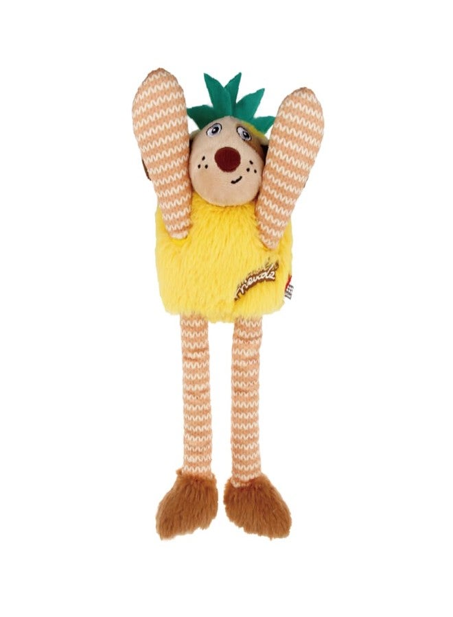 GiGwi Plush Friendz Pineapple Dog Toy, Soft Plush Interactive Toy for Dogs, Long Legs, Arms, Ears for Pulling & Knotting, Squeaker & Crinkle Paper for Engaging Sounds, for Tugging, Cuddling, Medium - Image 2