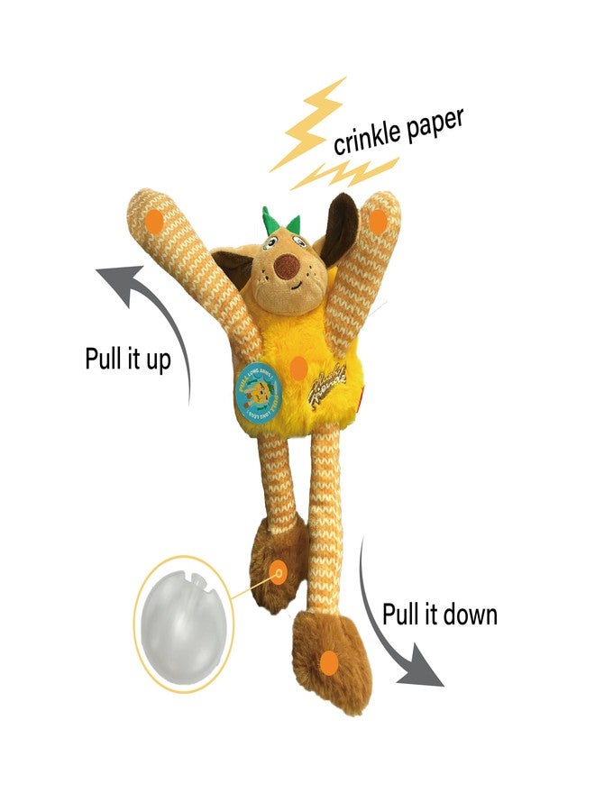 GiGwi Plush Friendz Pineapple Dog Toy, Soft Plush Interactive Toy for Dogs, Long Legs, Arms, Ears for Pulling & Knotting, Squeaker & Crinkle Paper for Engaging Sounds, for Tugging, Cuddling, Medium - Image 4