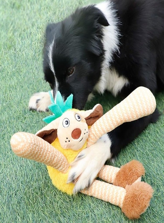 GiGwi Plush Friendz Pineapple Dog Toy, Soft Plush Interactive Toy for Dogs, Long Legs, Arms, Ears for Pulling & Knotting, Squeaker & Crinkle Paper for Engaging Sounds, for Tugging, Cuddling, Medium - Image 5