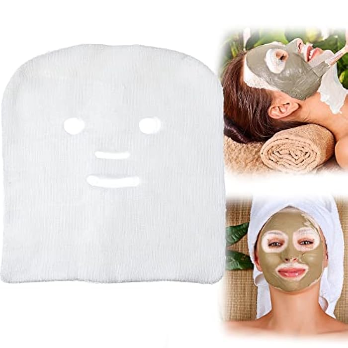 Leelosp 100 Pieces Gauze Mask Large Precut Gauze Face Masks Soft Pads White Net Natural Spa Skin Paper Sheet for Home Beauty Salon DIY Mesh Face Care Beauty Salons - Image 1