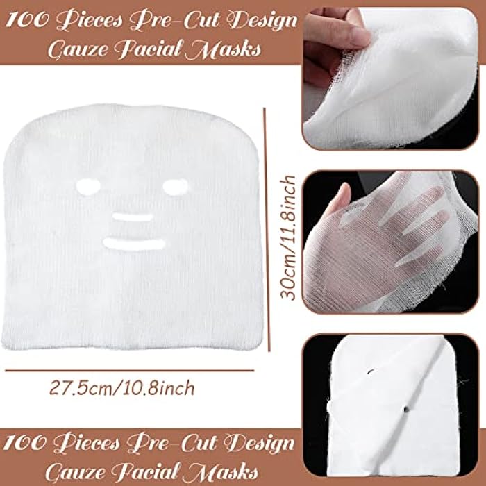 Leelosp 100 Pieces Gauze Mask Large Precut Gauze Face Masks Soft Pads White Net Natural Spa Skin Paper Sheet for Home Beauty Salon DIY Mesh Face Care Beauty Salons - Image 3