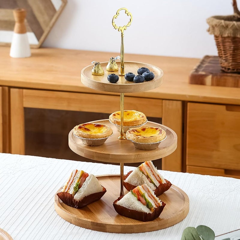 NIUB Cupcake Stand,3 Pack Tiered Cupcake Stand, Tower for Dessert Table Displays, 3+3 Tier Wooden Cake Stand Holder for Wedding,Tea Party, Birthday Themed Party Gift Decoration (Gold) - Image 4