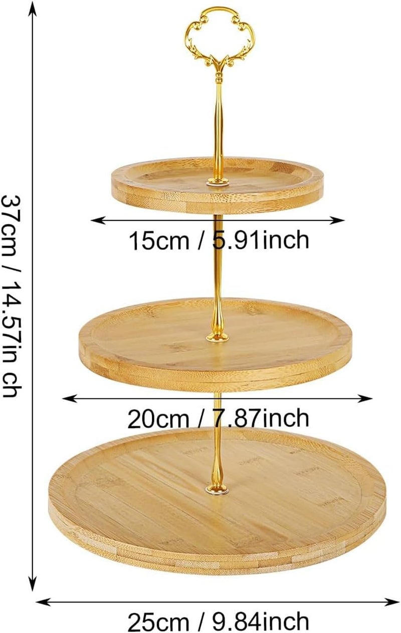 NIUB Cupcake Stand,3 Pack Tiered Cupcake Stand, Tower for Dessert Table Displays, 3+3 Tier Wooden Cake Stand Holder for Wedding,Tea Party, Birthday Themed Party Gift Decoration (Gold) - Image 2